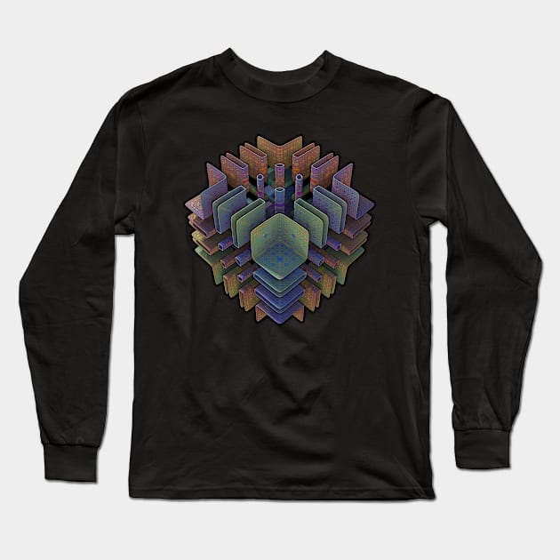 3-D Fractal Cube Long Sleeve T-Shirt by lyle58